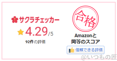 サクラチェカーの結果は5分の4.29。