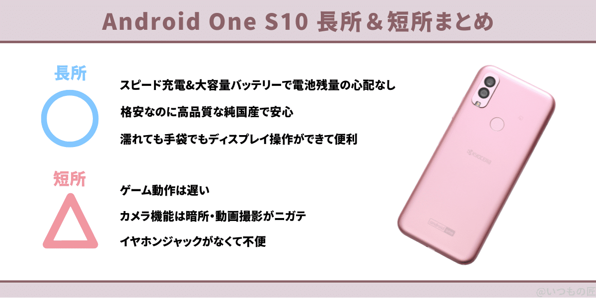 Android One S10の長所、短所のまとめ。